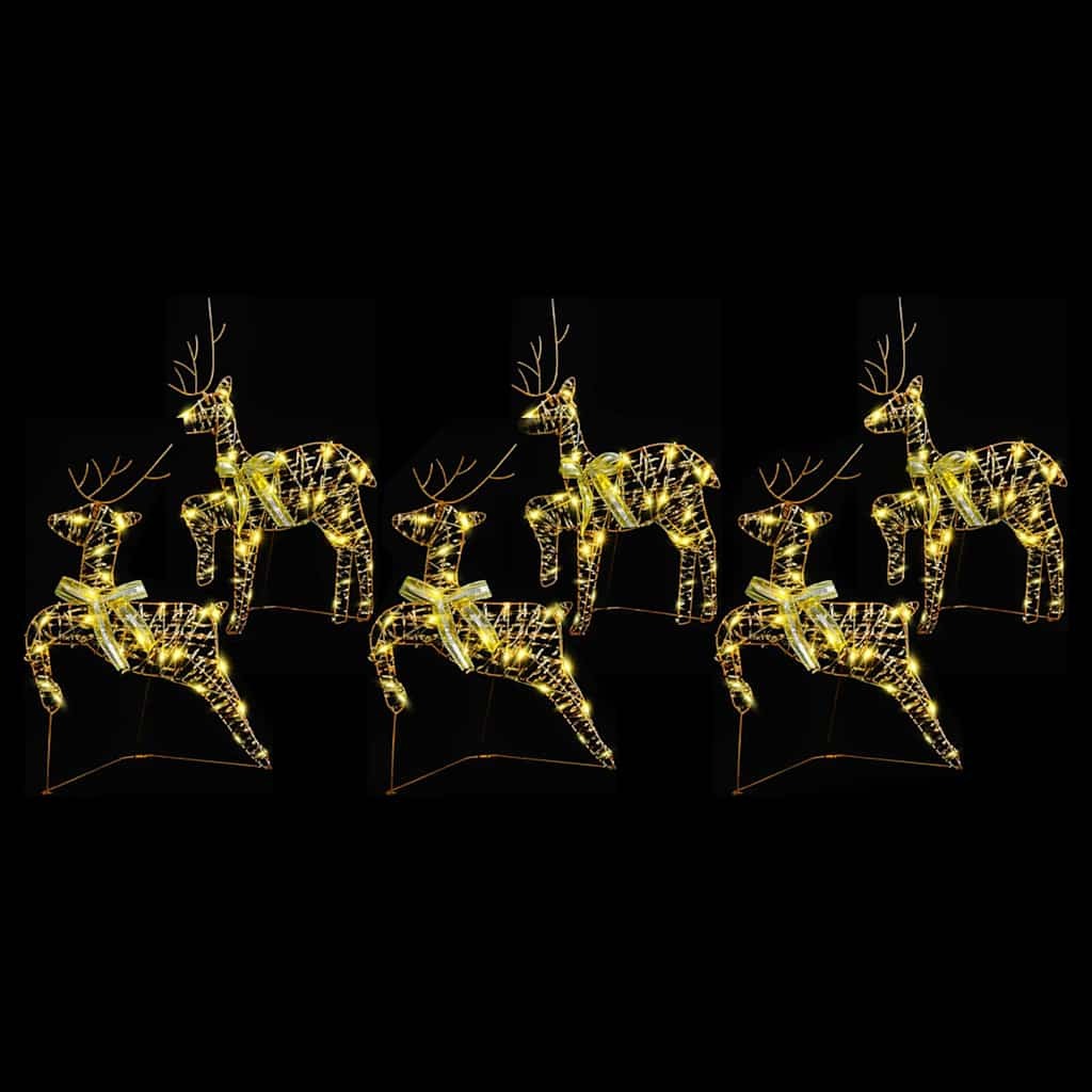 LED Reindeers with 180 LEDs 6 pcs Gold PET