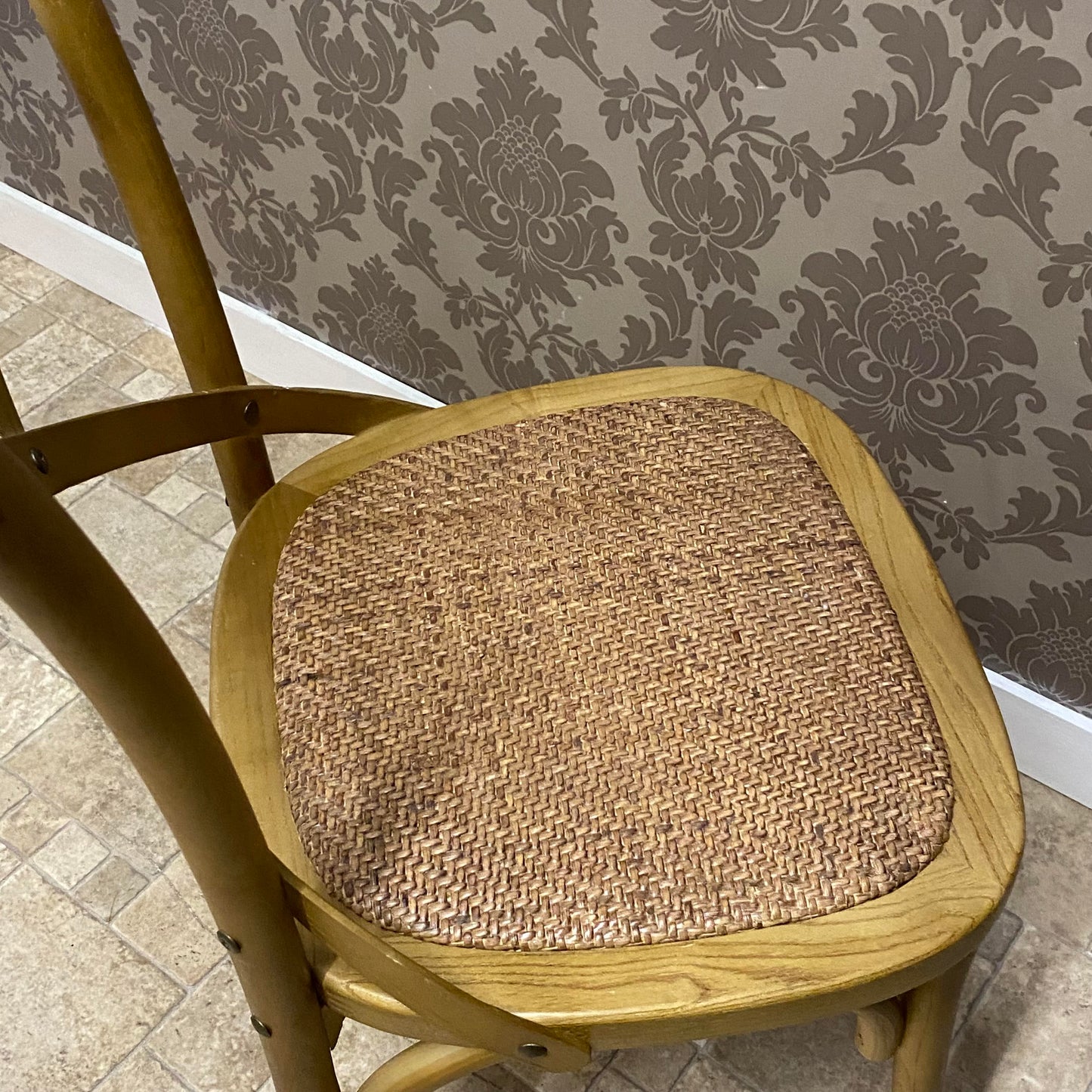 Modern & Stylish Hand Finished Cross Back Oak Wooden Cafe Chair - Exclusive Rattan Seat Comfortable Office Furniture Collections for Home, Dining, Cafe, and Office Seating (Brown)