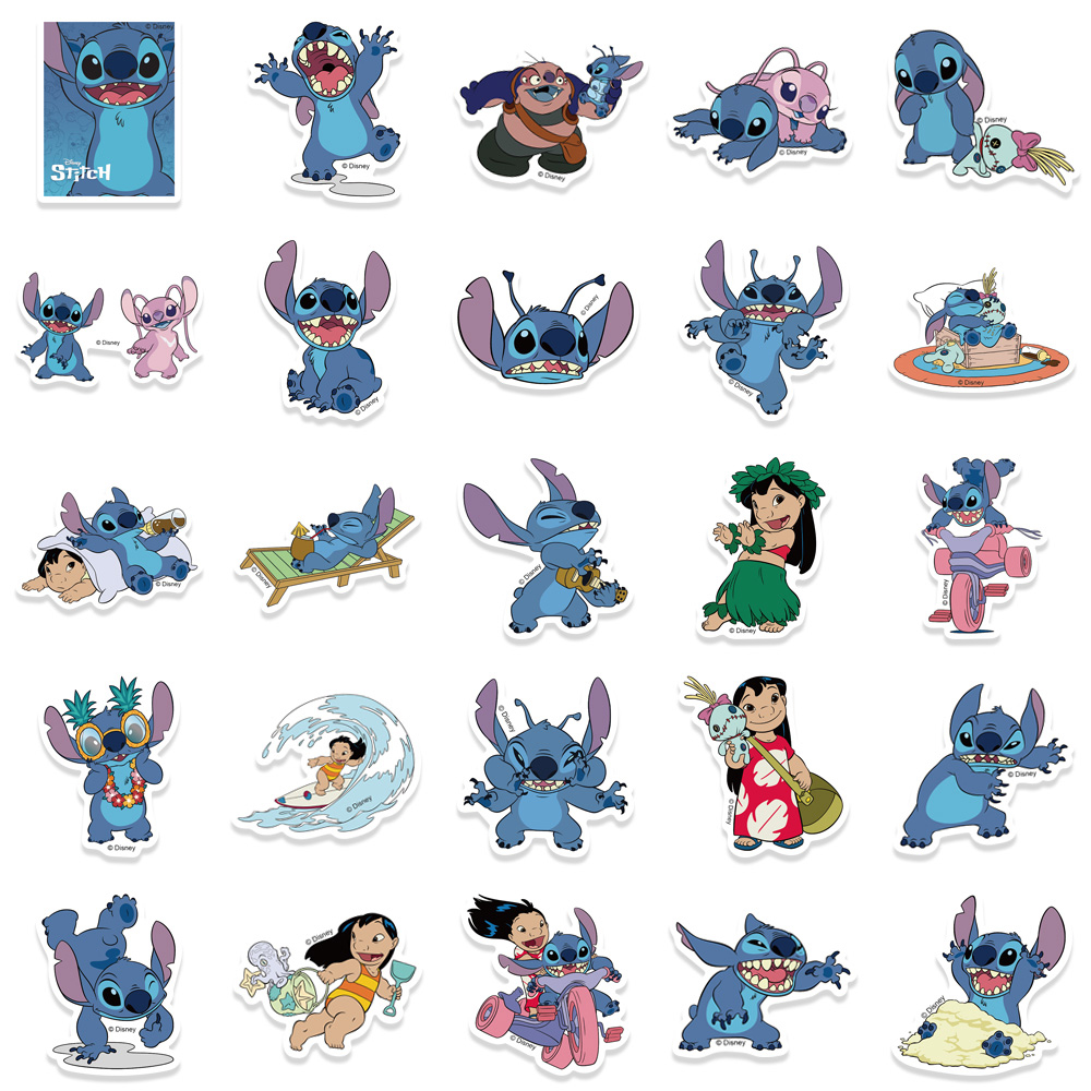 10/30/50pcs Cute Disney Cartoon Lilo & Stitch Stickers DIY Diary Laptop Luggage Skateboard Graffiti Decals Classic Kids DIY Toy