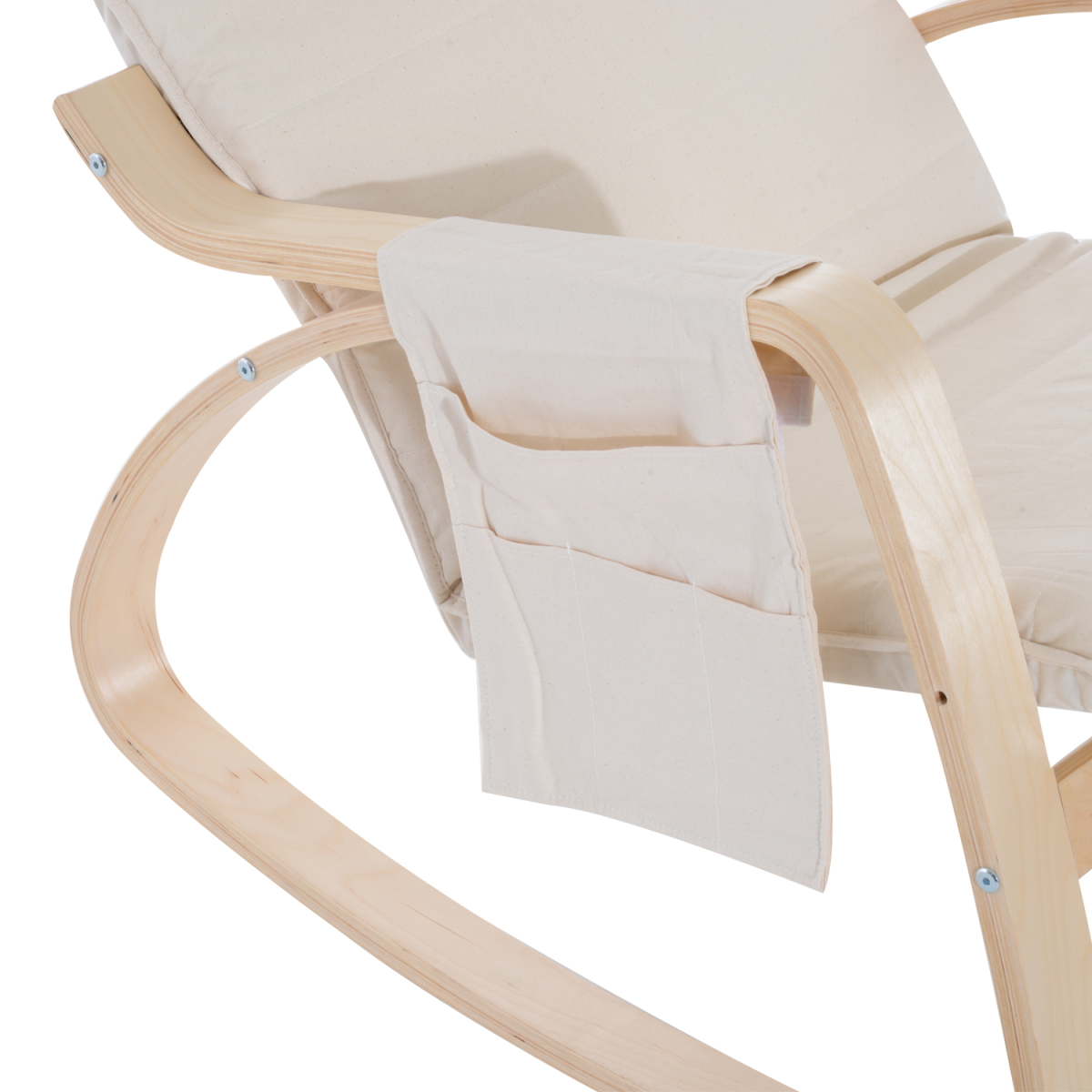 Rocking Chair Recliner Armchair with Adjustable Footrest, Cream White