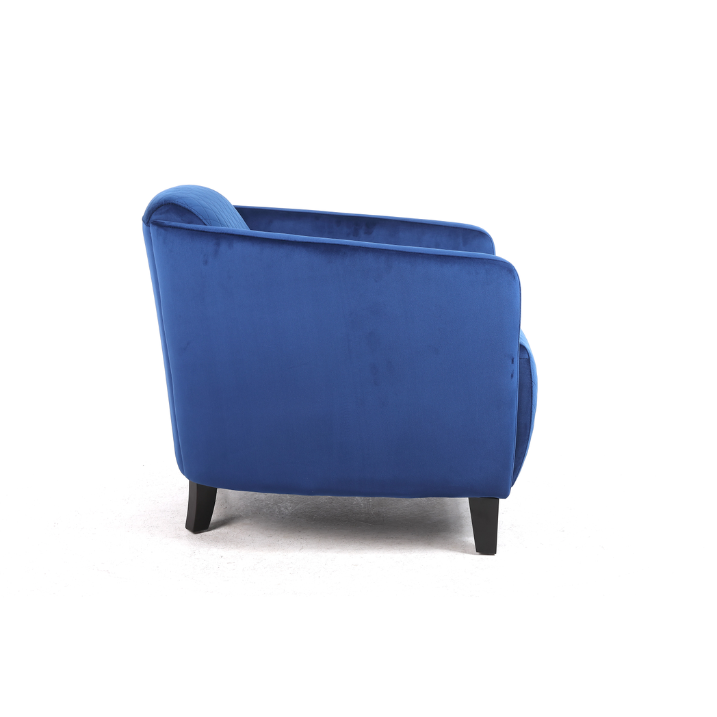 Durable & Stylish Blue/Grey/Green Velvet Tub Accent Armchair with Criss-Cross Pattern | Contemporary Drop Arm to Comfortable Living Room Seating | Perfect for Home & Office (Blue Velvet)