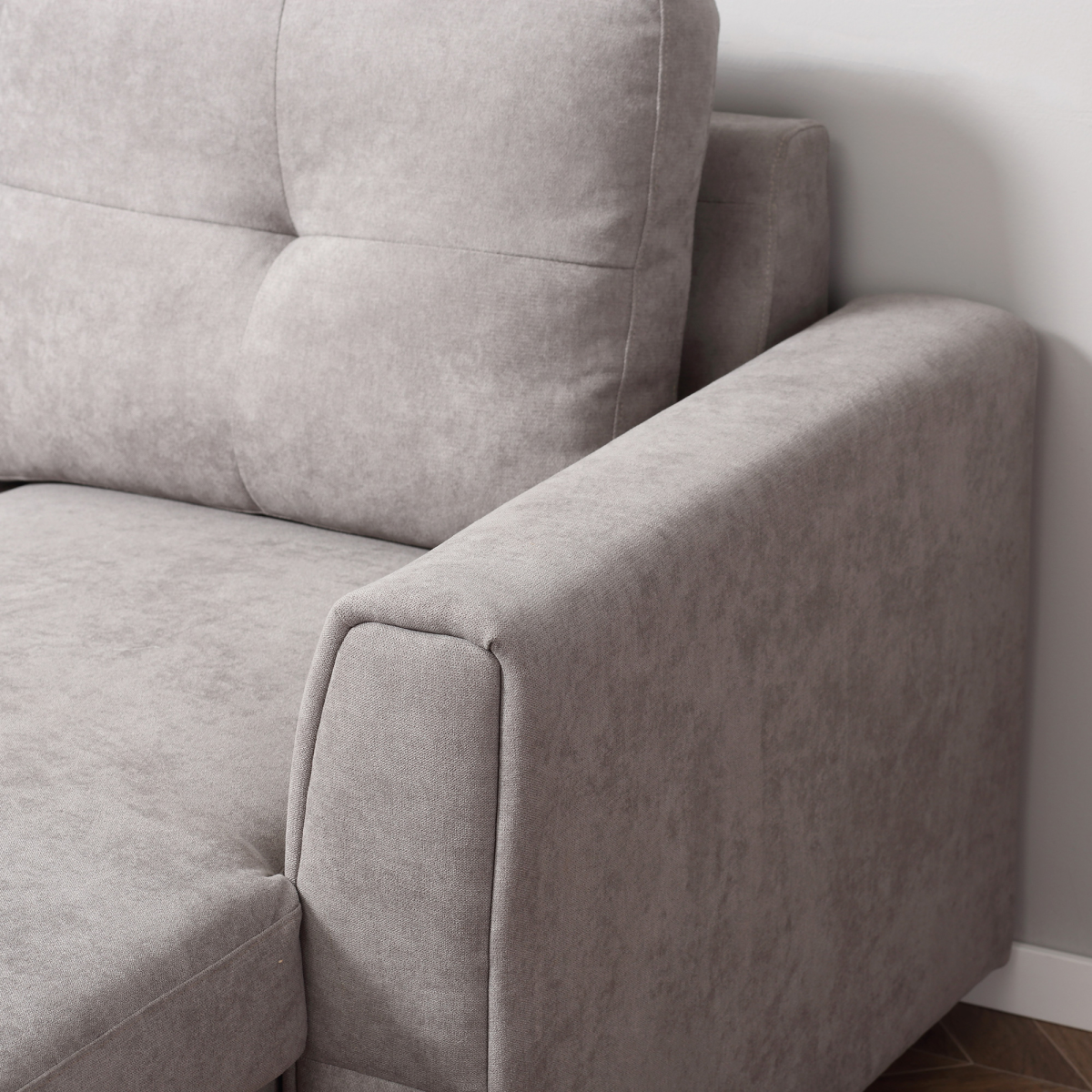 HOMCOM Linen-Look L-Shaped Sofa Bed w/ Storage Bed Sleeper Flat Studio Grey