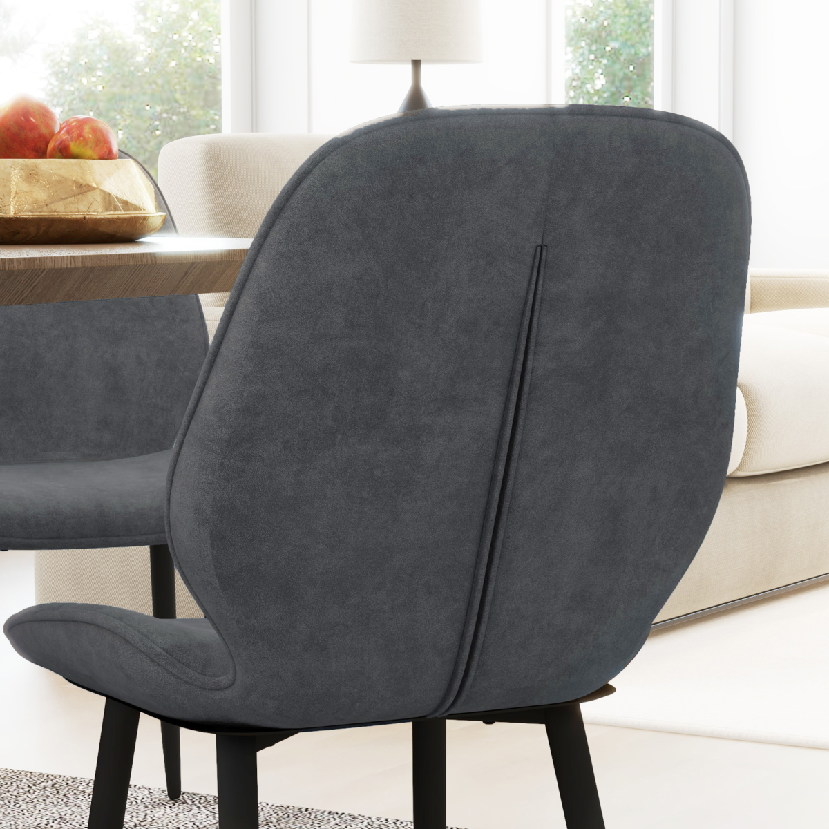 HOMCOM Dining Chairs Set of 2, Upholstered Kitchen Chairs with Metal Legs, Grey
