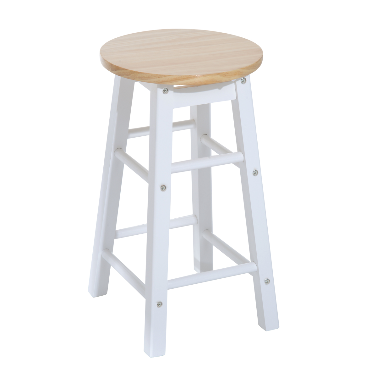 3pc Wooden Kitchen Cart Mobile Rolling Trolley Folding Stools Wheels Drawers