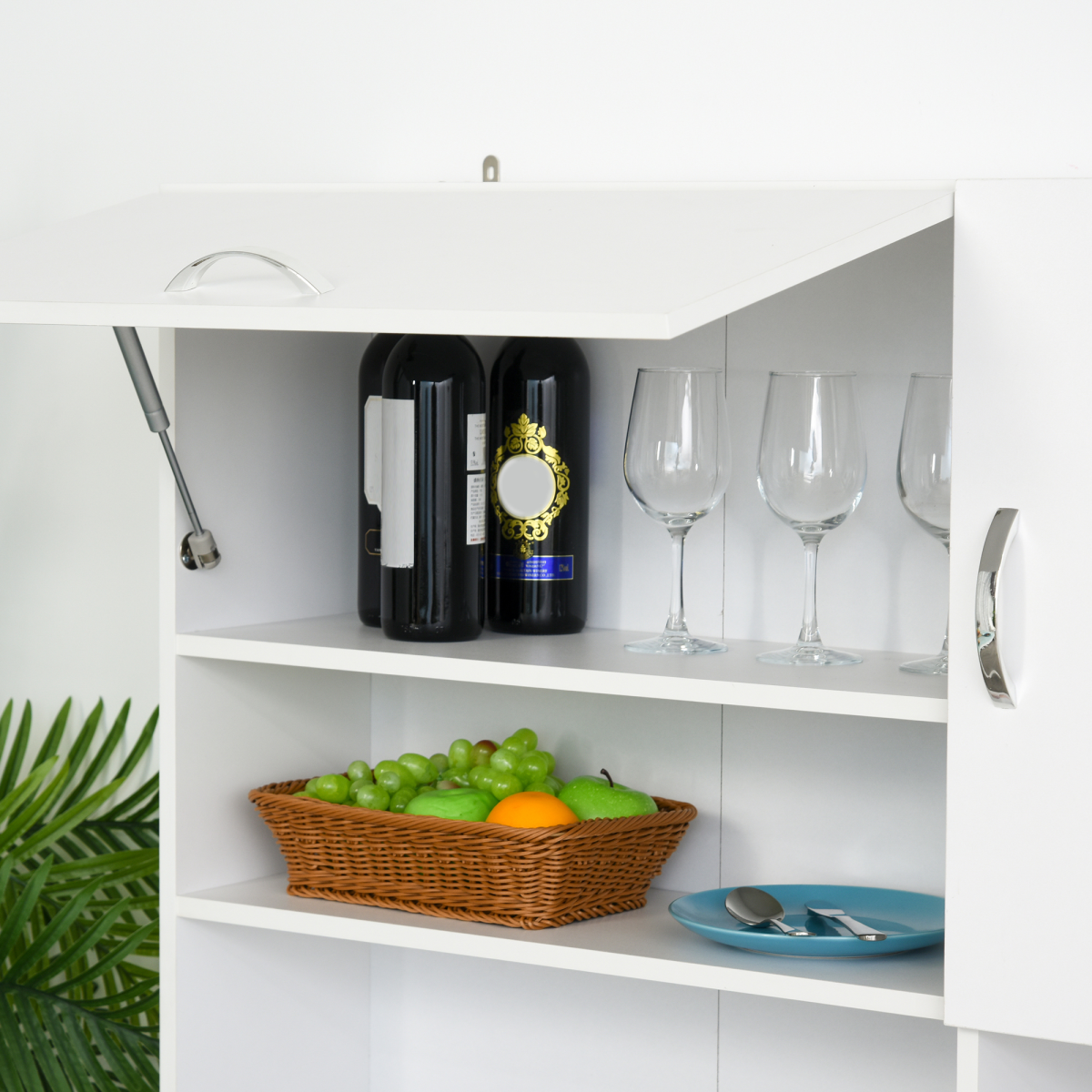 Freestanding Kitchen Storage Cabinet w/ Cupboard Cabinets Drawers Handles Shelf