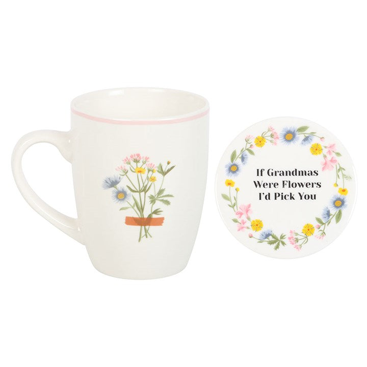 (C) If Grandmas Were Flowers Floral Mug & Coaster Set