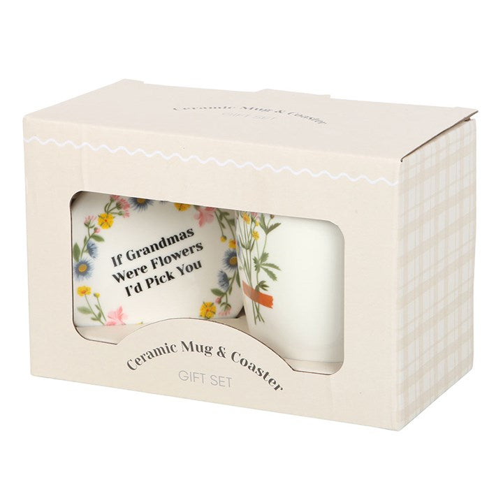 (C) If Grandmas Were Flowers Floral Mug & Coaster Set