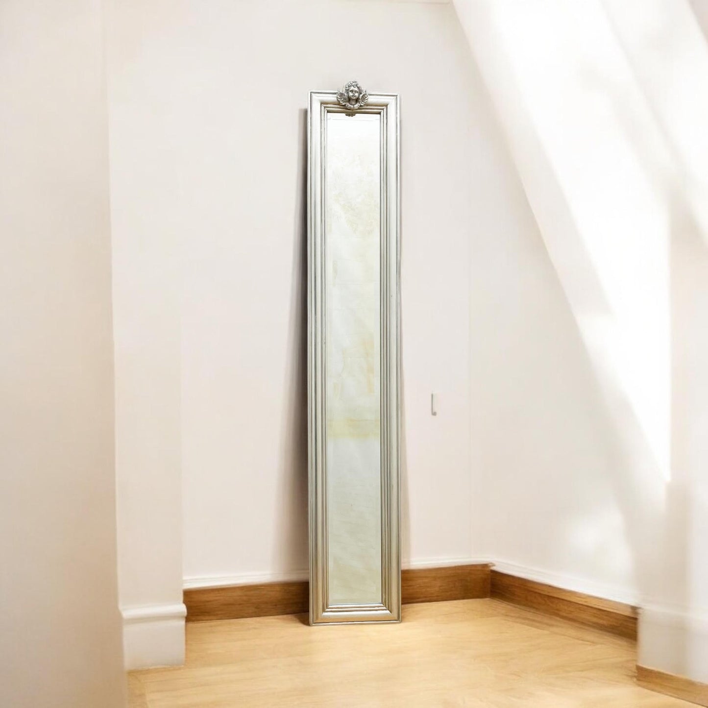 Stylish and Decorative 109cm Tall Elegant Design Wall Mirror – Functional and Decorative Accent Wall-mounted Mirror for Bedrooms, Home, Living Areas, or Hallways (Solid Silver 109cm)
