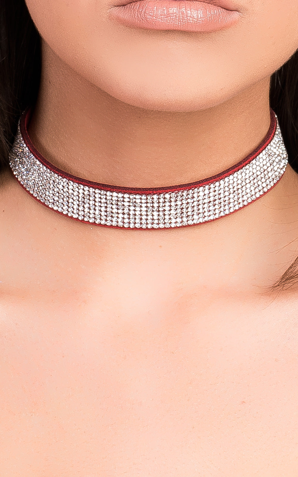 (F) Suede Diamanté Choker