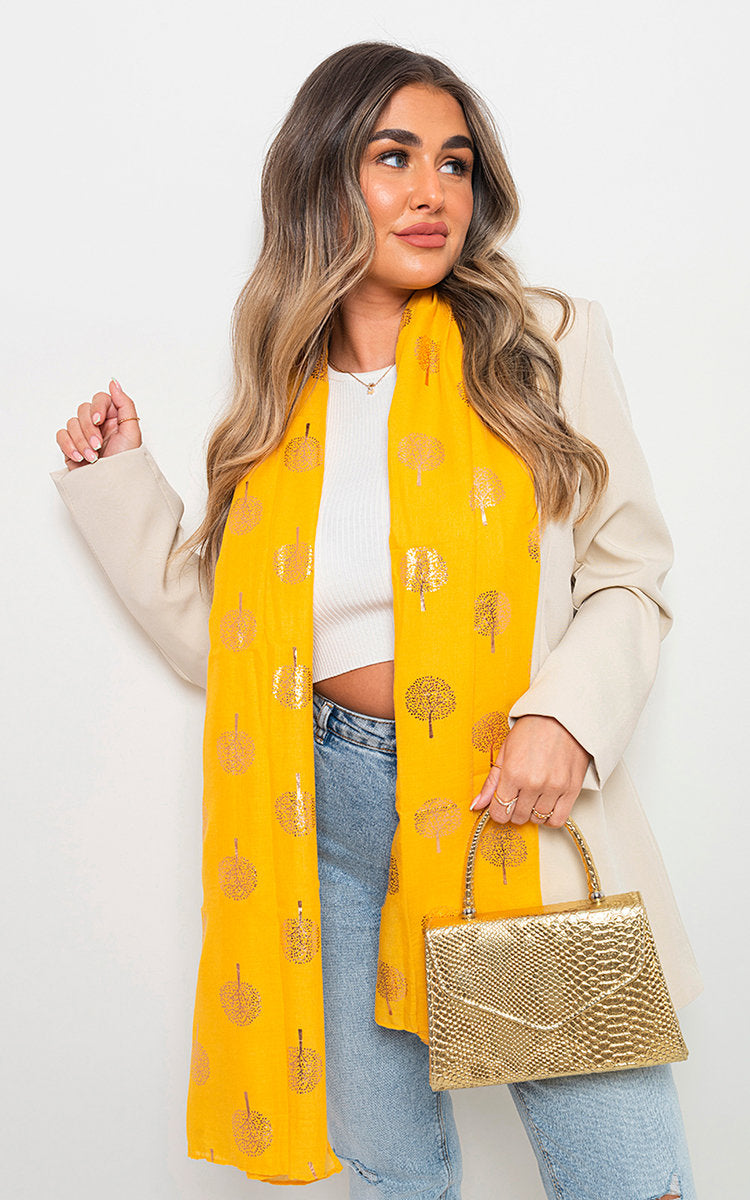 (F) Sparkle Tree Print Wrap Scarf