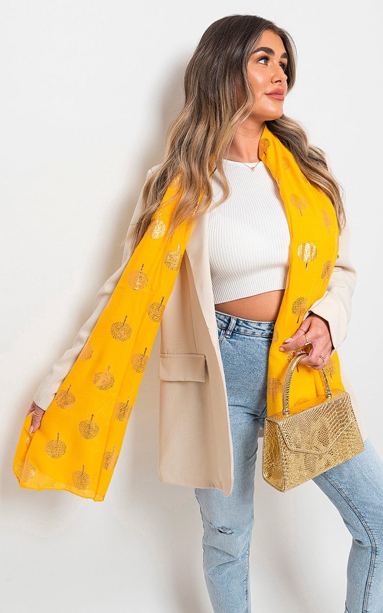 (F) Sparkle Tree Print Wrap Scarf