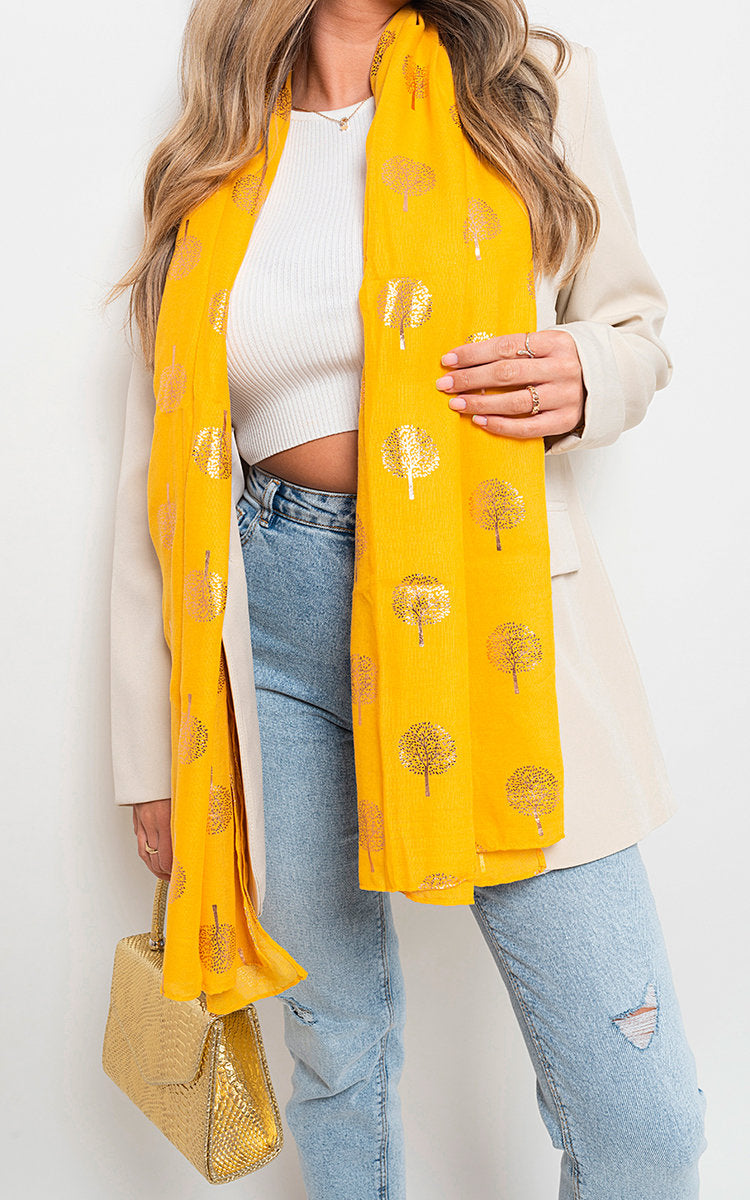 (F) Sparkle Tree Print Wrap Scarf