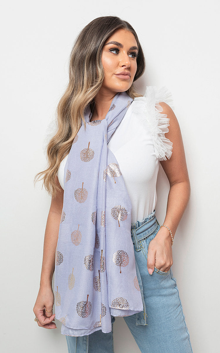 (F) Sparkle Tree Print Wrap Scarf