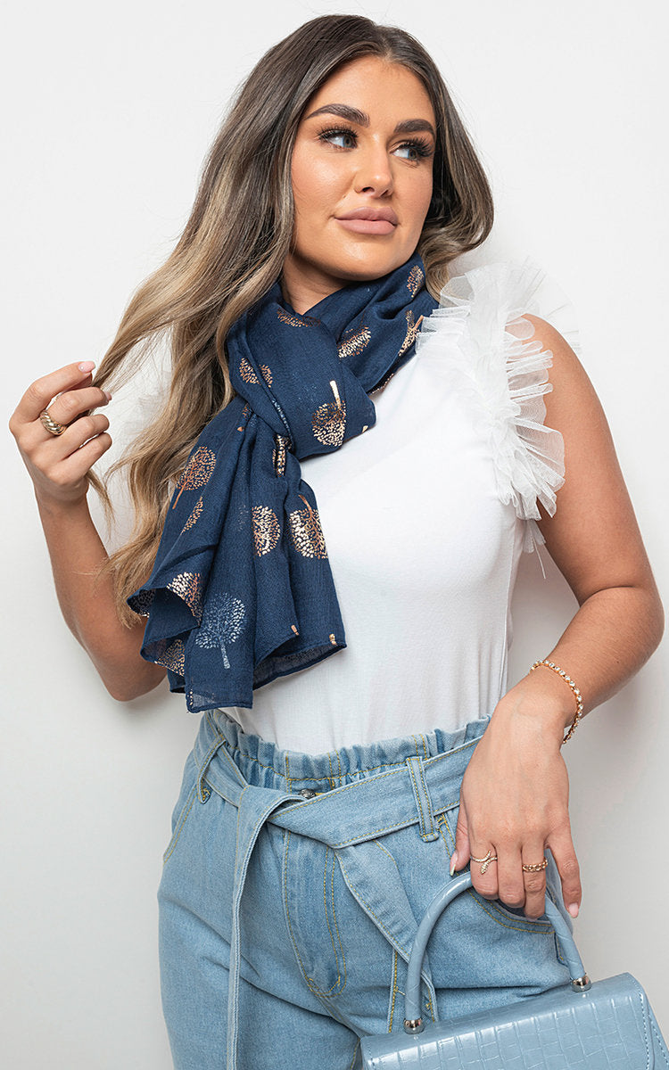 (F) Sparkle Tree Print Wrap Scarf