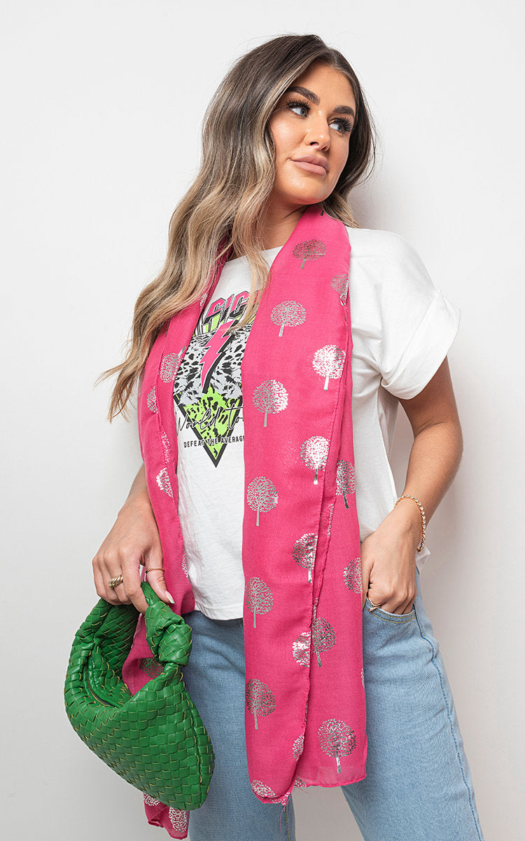 (F) Sparkle Tree Print Wrap Scarf
