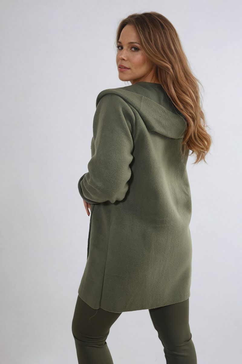 (F) Open Front Folded Sleeve Jacket with Pockets