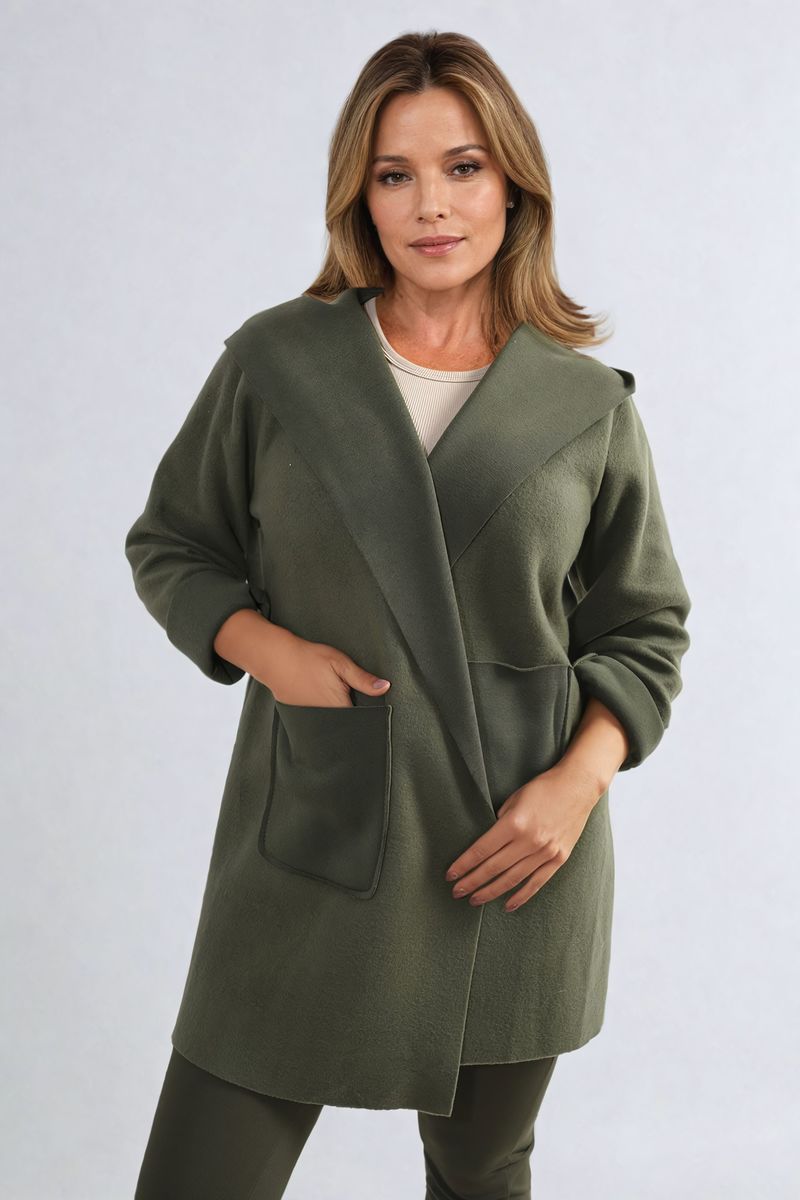 (F) Open Front Folded Sleeve Jacket with Pockets