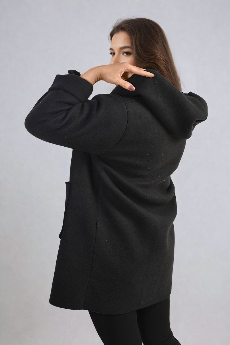(F) Open Front Folded Sleeve Jacket with Pockets
