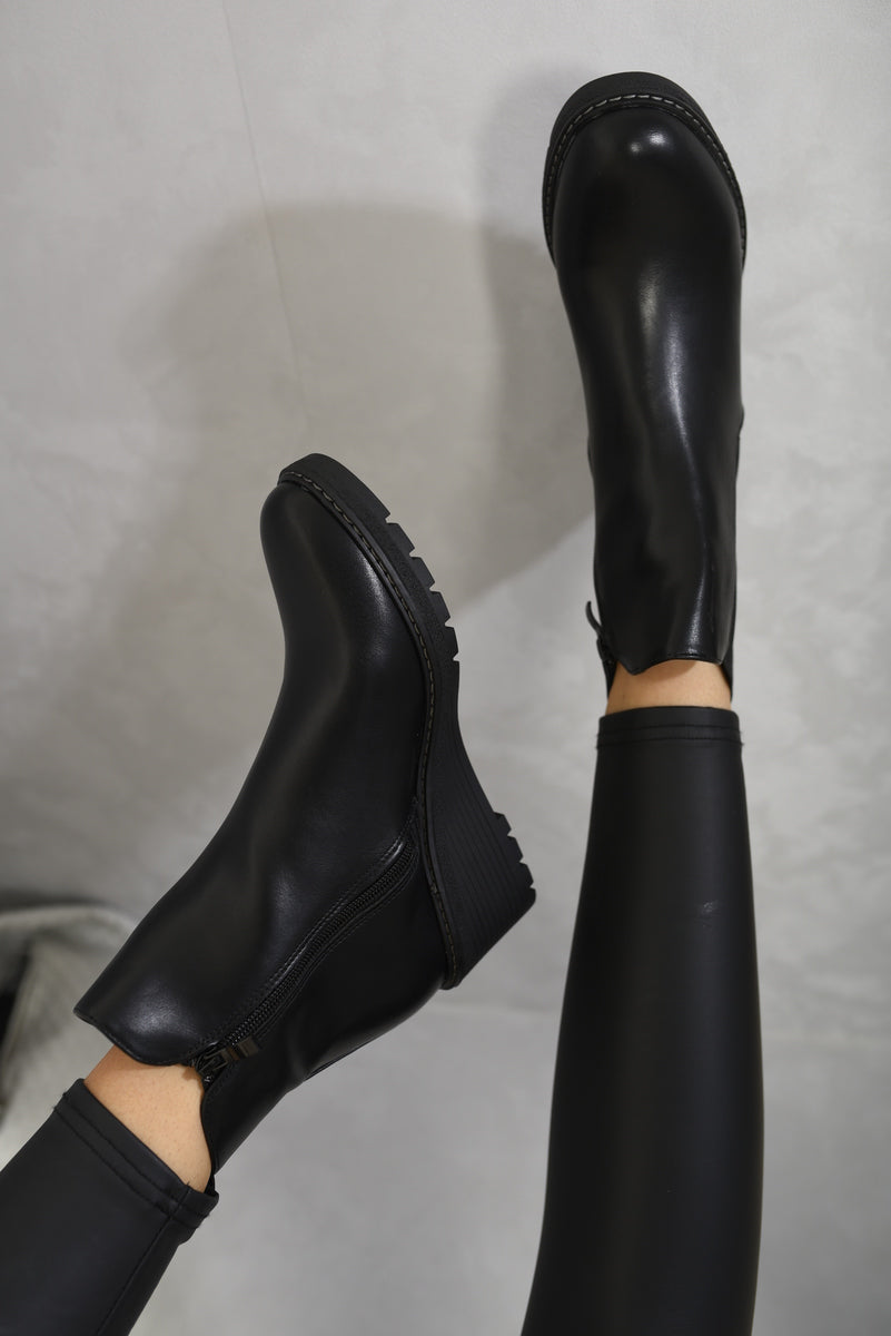 (F) Low Wedge Ankle Boots