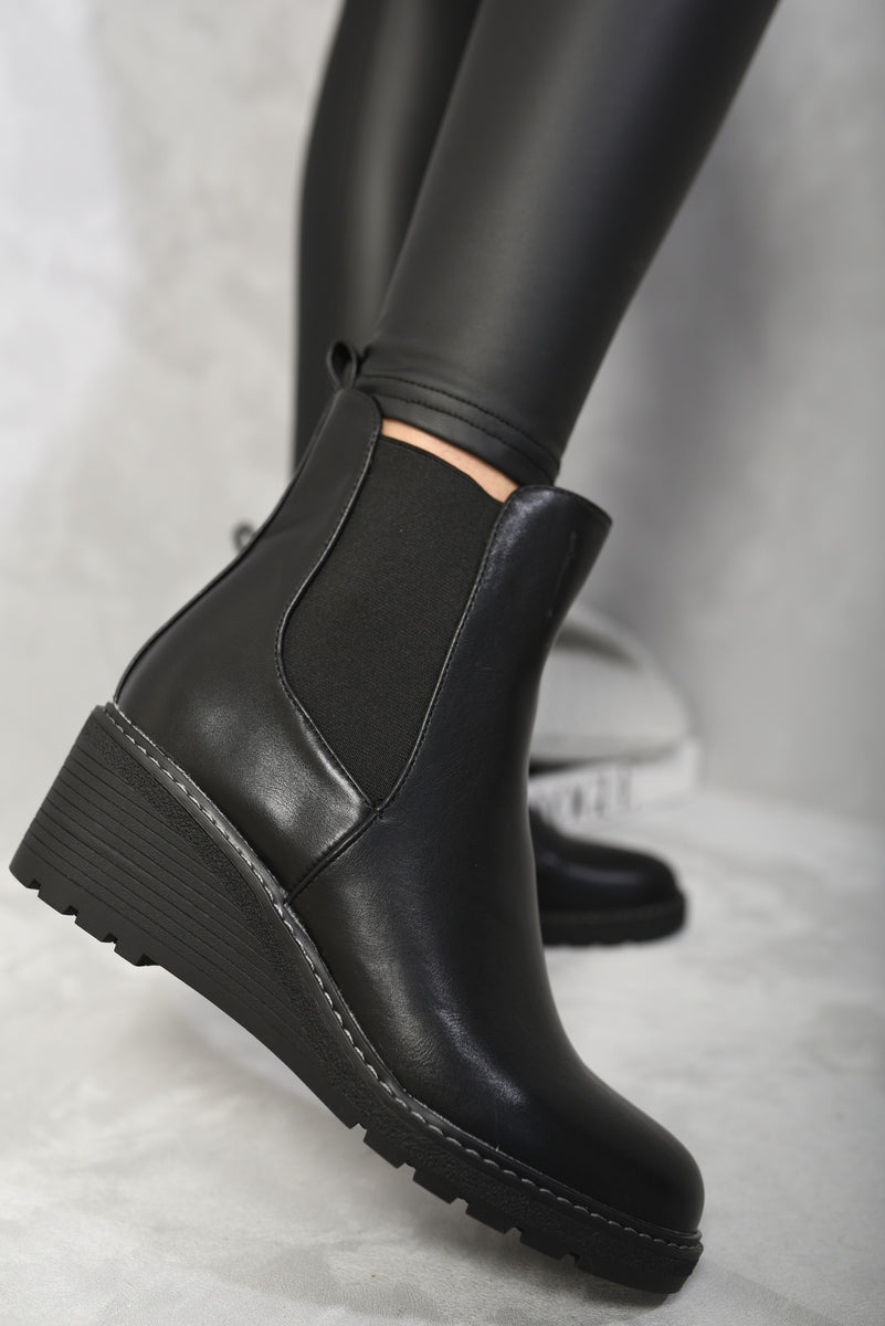 (F) Low Wedge Ankle Boots