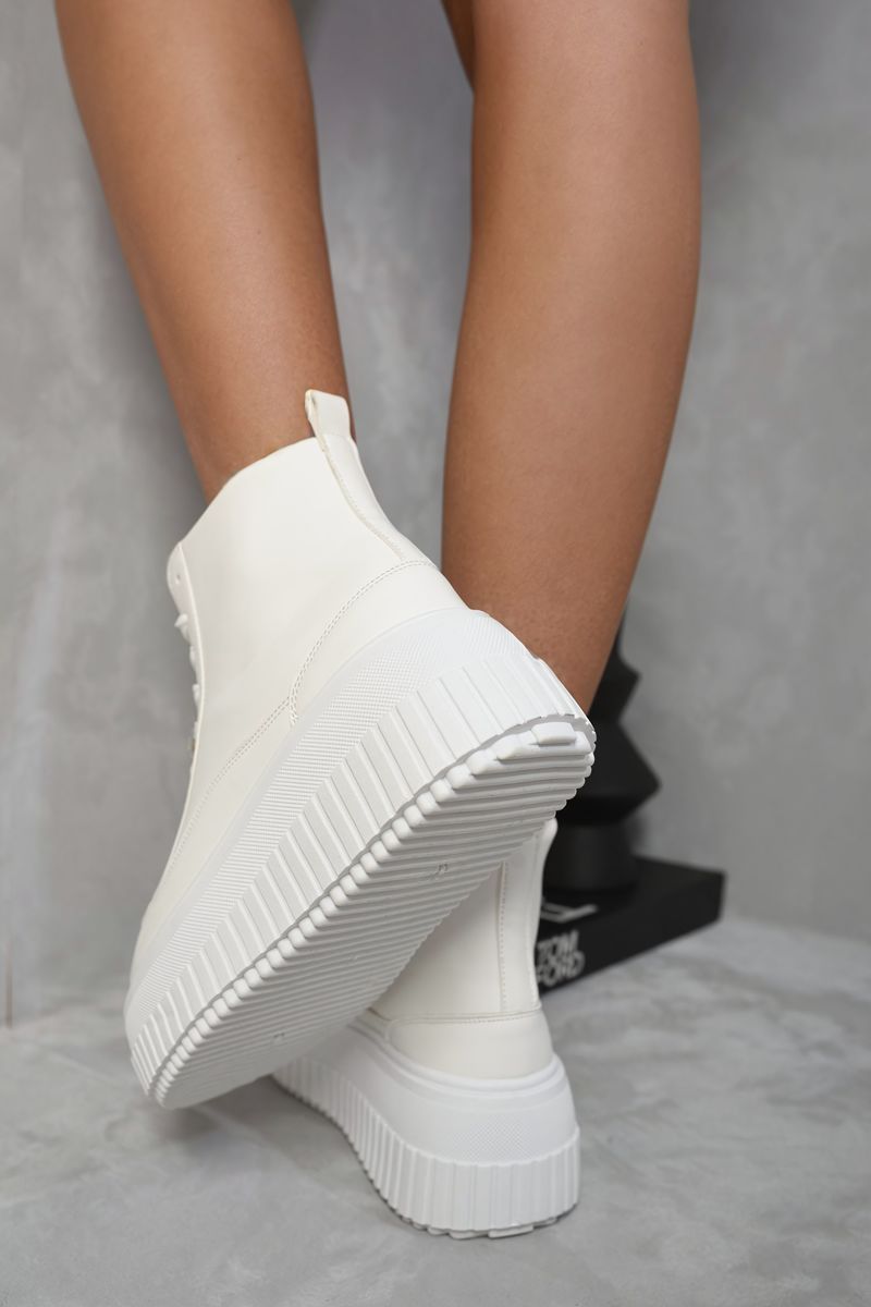(F) Lace Up High Top Platform Trainers with Decorative Details