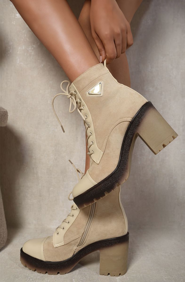 (F) Lace Up Combat Heeled Ankle Boots