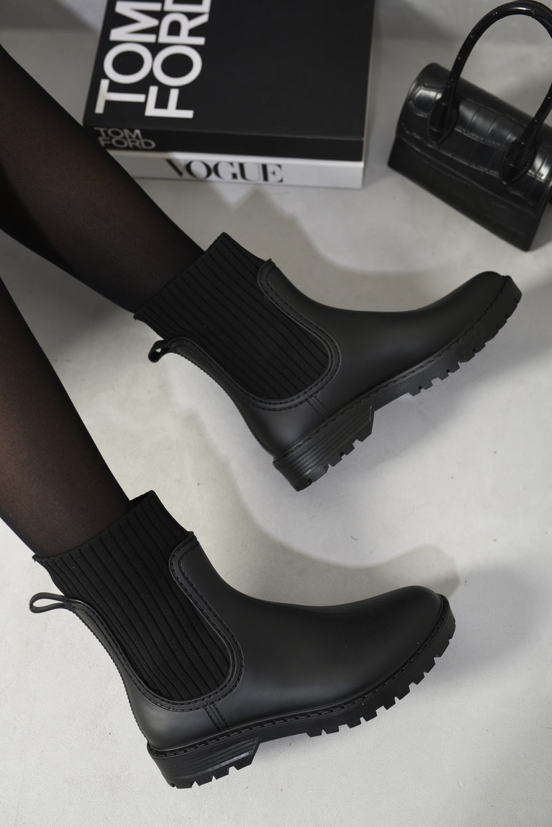 (F) Slip On Platform Ankle Boots