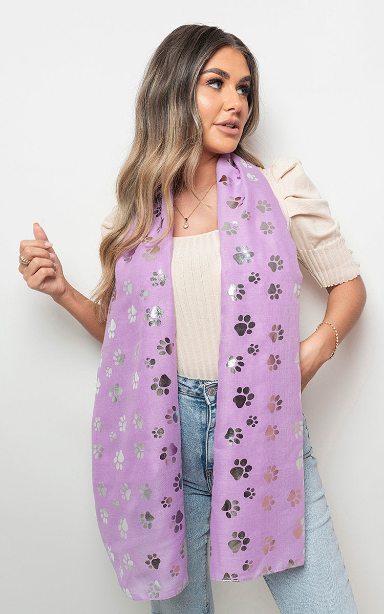 (F) Lightweight Wrap Scarf Silver Sparkle Foil Paw's