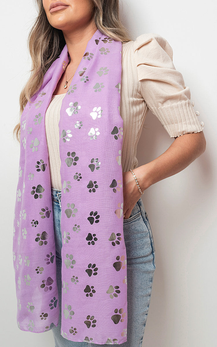 (F) Lightweight Wrap Scarf Silver Sparkle Foil Paw's