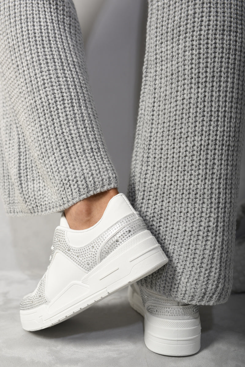(F) Sparkly Crystal Embellished Trainers