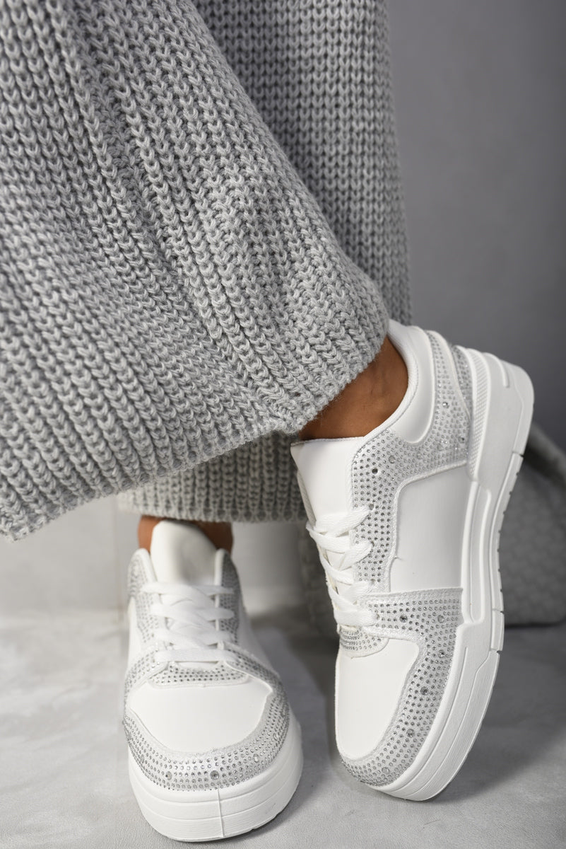 (F) Sparkly Crystal Embellished Trainers