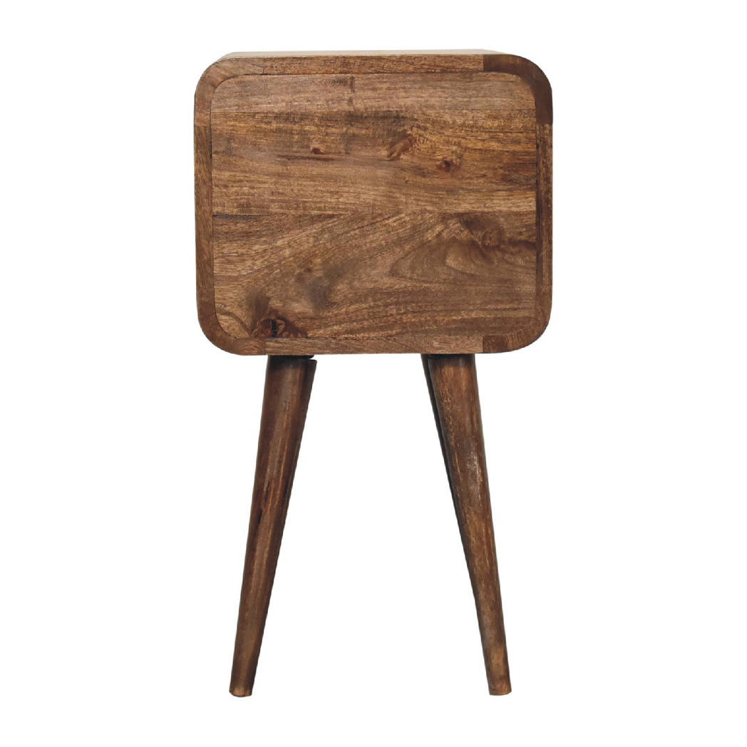 Artisan Furniture Solid Wood Mini Curved Grey Washed Bedside, Brown, 2 Drawers