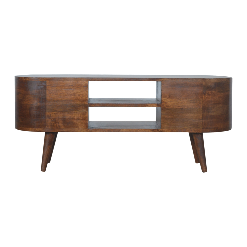 Artisan Furniture Solid Wood Chestnut Rounded Entertainment Unit, 4 Drawers, 2 Open Slots