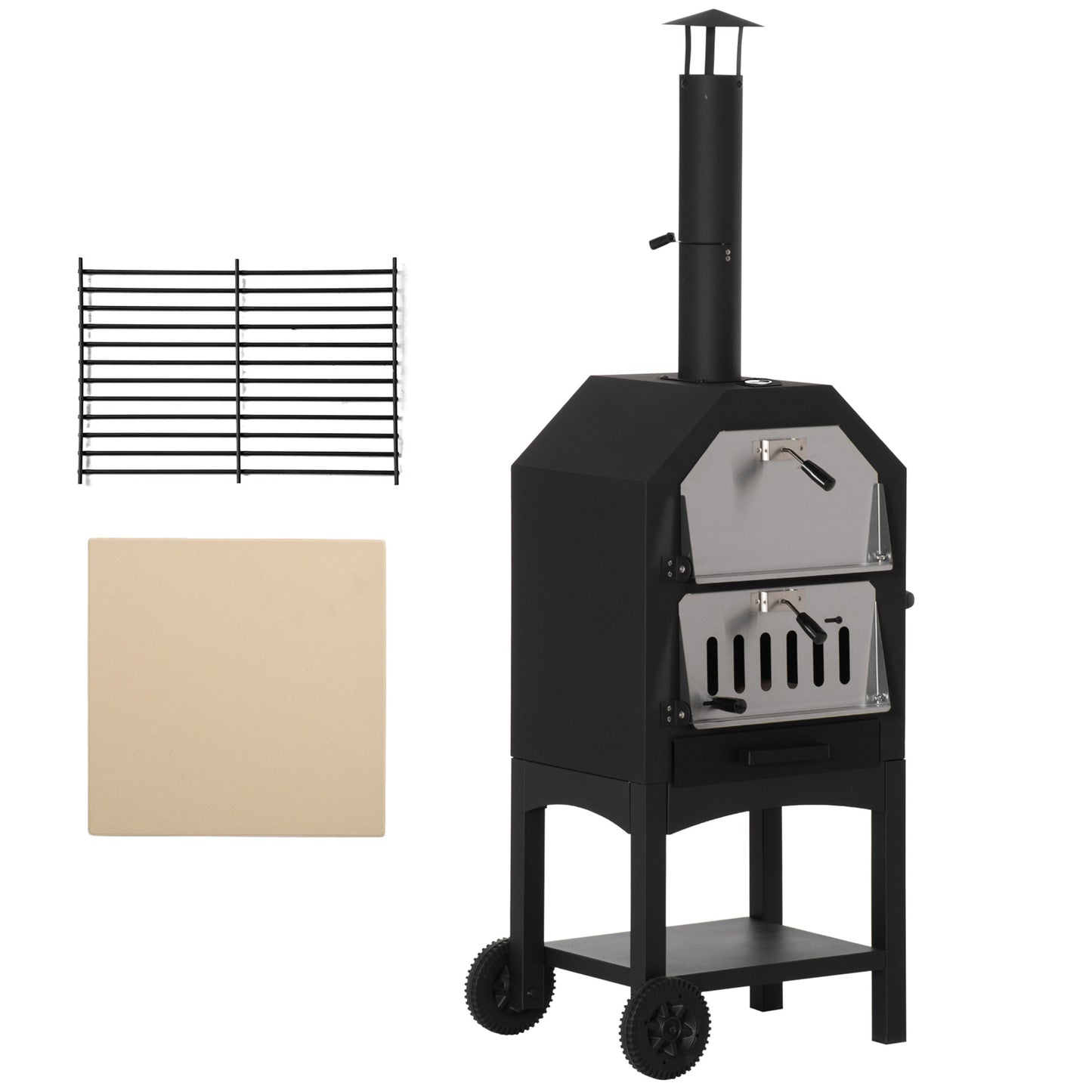 Stainless Steel 2-Tier Outdoor Charcoal Pizza Oven