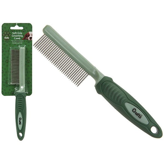 (B) Crufts Soft Grip Grooming Comb On Blister Card