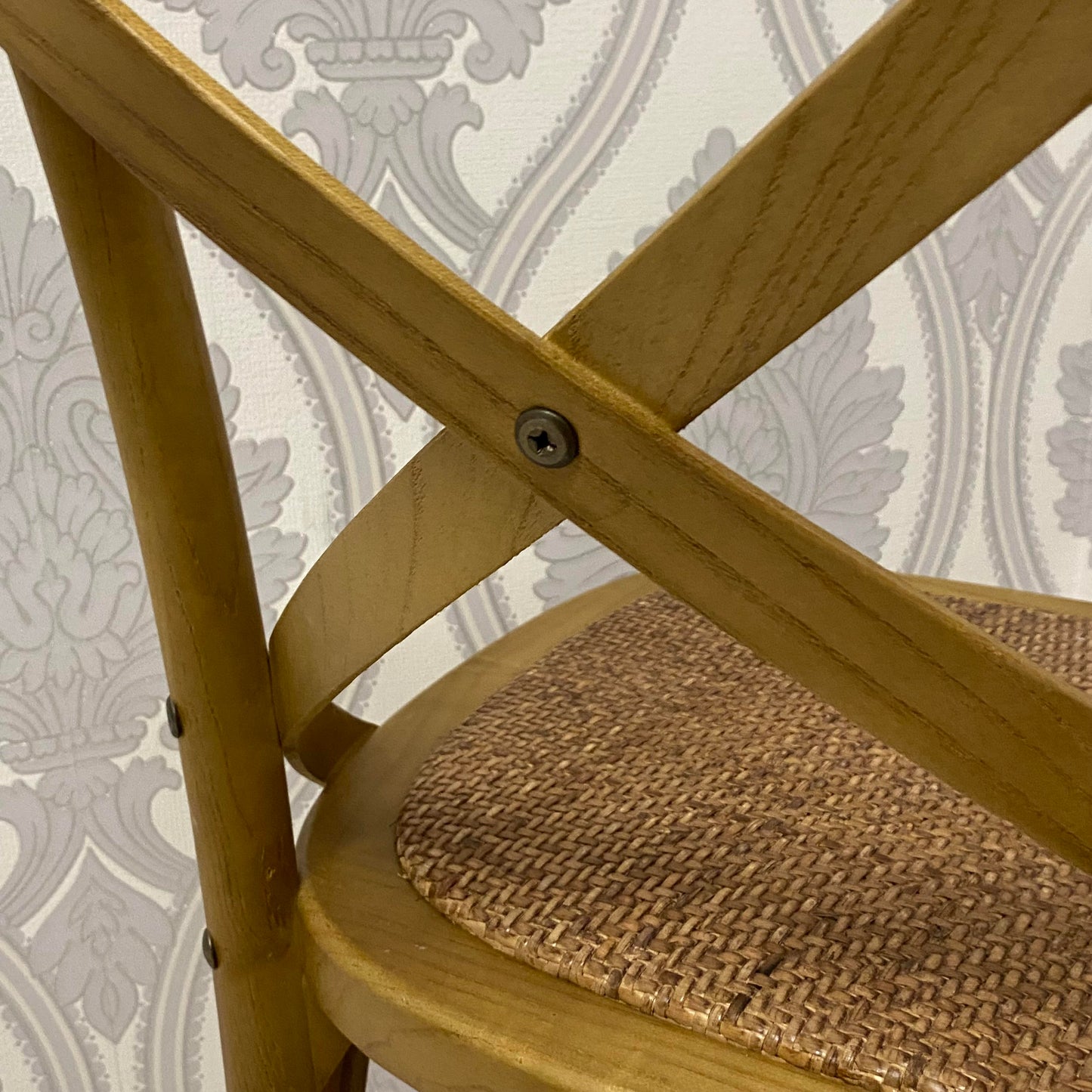 Modern & Stylish Hand Finished Cross Back Oak Wooden Cafe Chair - Exclusive Rattan Seat Comfortable Office Furniture Collections for Home, Dining, Cafe, and Office Seating (Brown)