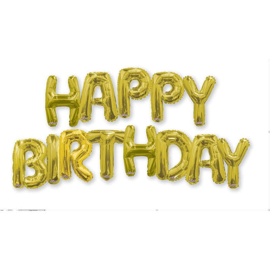 (B) Balloon Bouquet Happy Birthday - Gold (14 inch)
