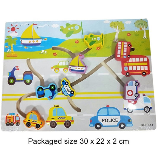(B) Wooden Sliding Traffic Puzzle