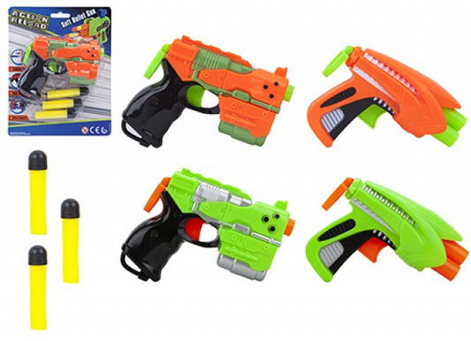 (B) 14cm Neon Soft Dart Gun with Darts (Assorted)