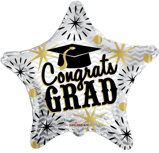 (B) Gold & Silver Graduation Balloon