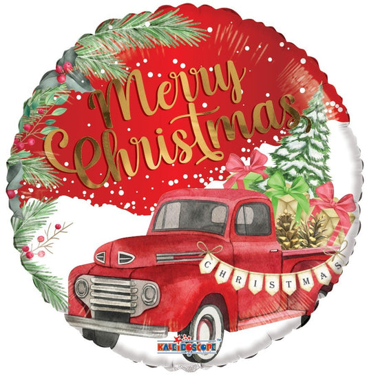 (B) Merry Christmas Balloon With Truck (18 inch)