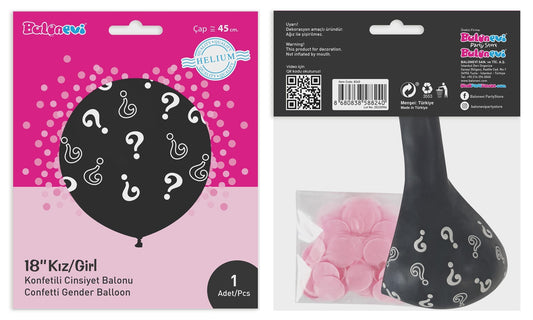 (B) Question Mark Gender Reveal Balloon - Girl