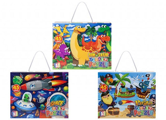 (B) Assorted 45 Piece Puzzles (Dino  Pirate and Space)