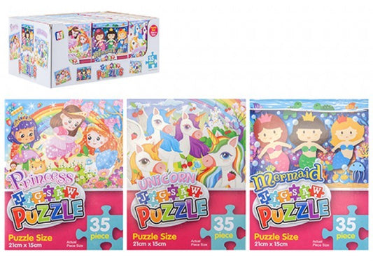 (B) Assorted 35 Piece Puzzle (Mermaid  Unicorn and Princess)