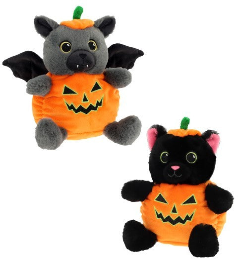 (B) 16cm Keeleco Cat & Bat in Pumpkin Outfit (Assorted)