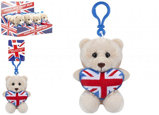 (B) Clip On Bear With Union Jack Heart