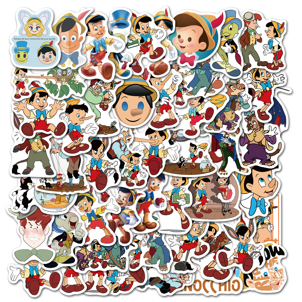 10/30/50pcs Disney Cartoon The Adventures of Pinocchio Stickers Anime DIY Scrapbooking Luggage Laptop Cute Sticker for Kids Toy