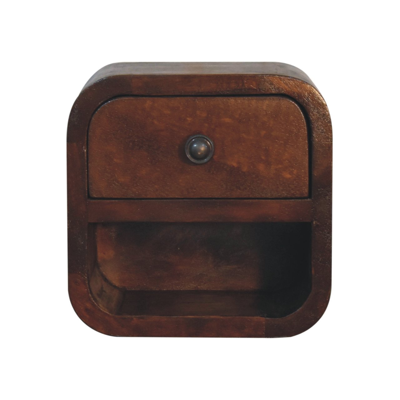 Artisan Furniture Solid Wood Extra Mini Curved Chestnut Bedside with Open Slot, Brown, 1 Drawer