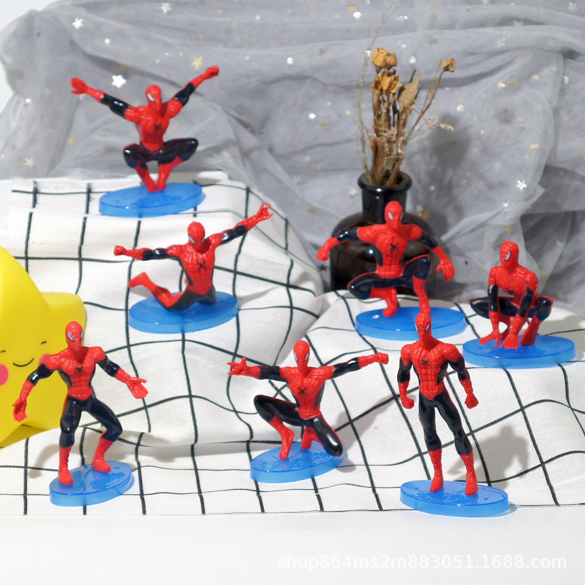 7 Pcs/Set Disney Cartoon Spiderman Plastic Action Figure  Party Model Supplies Ornaments Kids Birthday Cake Decoration Toy