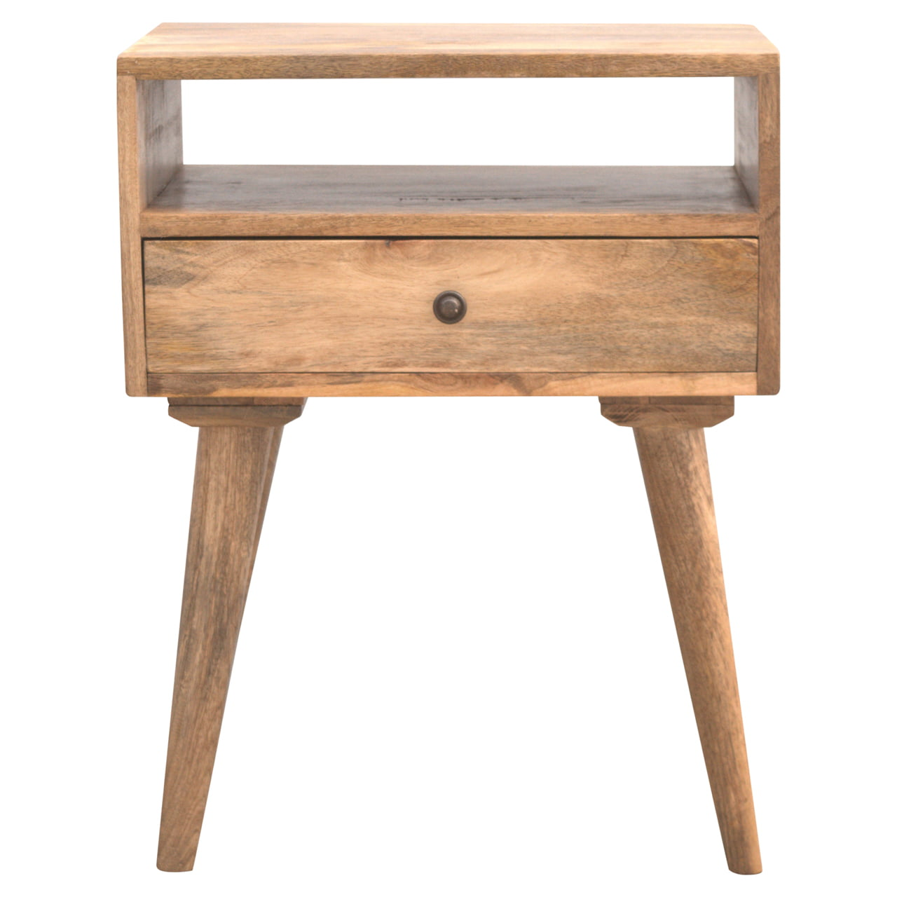 Artisan Furniture Solid Wood Modern Bedside with Open Slot, Beige, 1Drawer